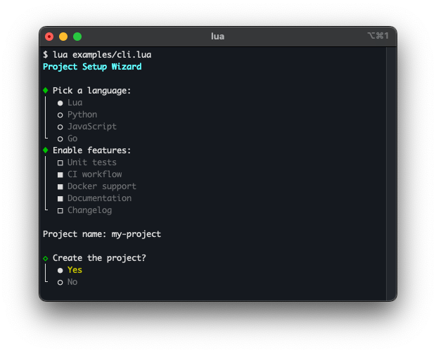 CLI widgets